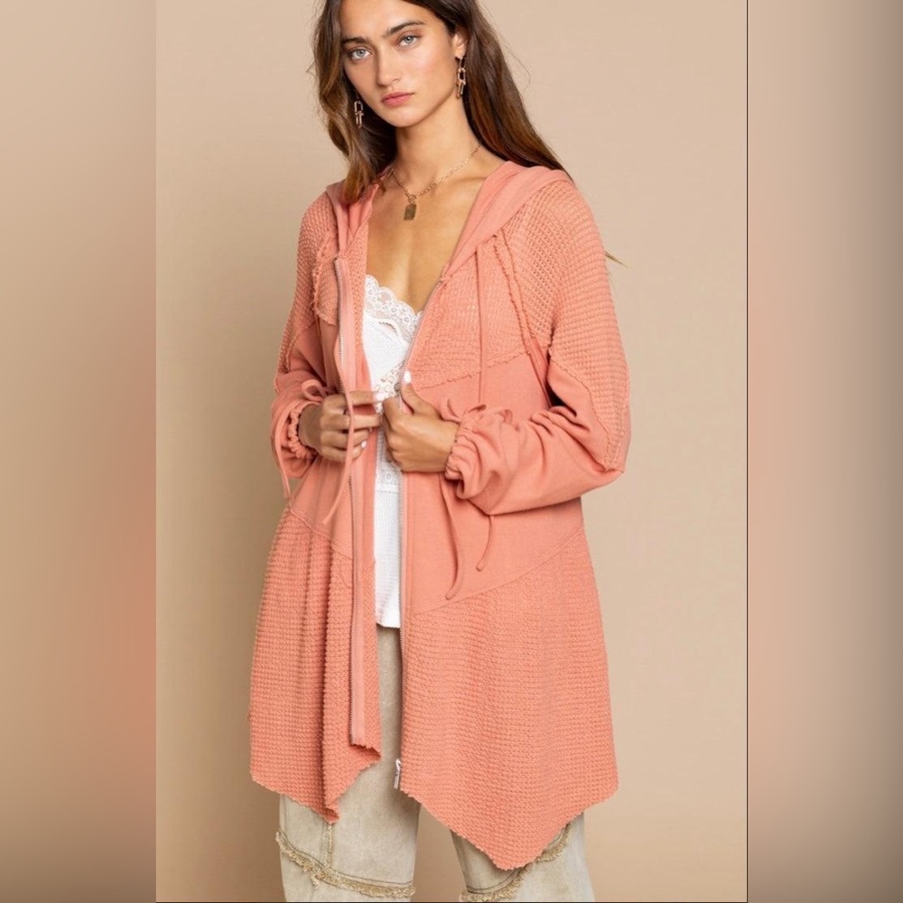 🤍HP 🎉Maeve Zip Front Waffle Knit Hoodie NWT